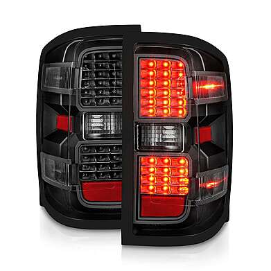 CHEVY SILVERADO 14-18 1500 / 15-19 2500HD/3500HD / GMC SIERRA 15-19 2500HD/3500HD DUALLY LED TAIL LIGHTS BLACK CLEAR (NON-OEM LED ONLY)